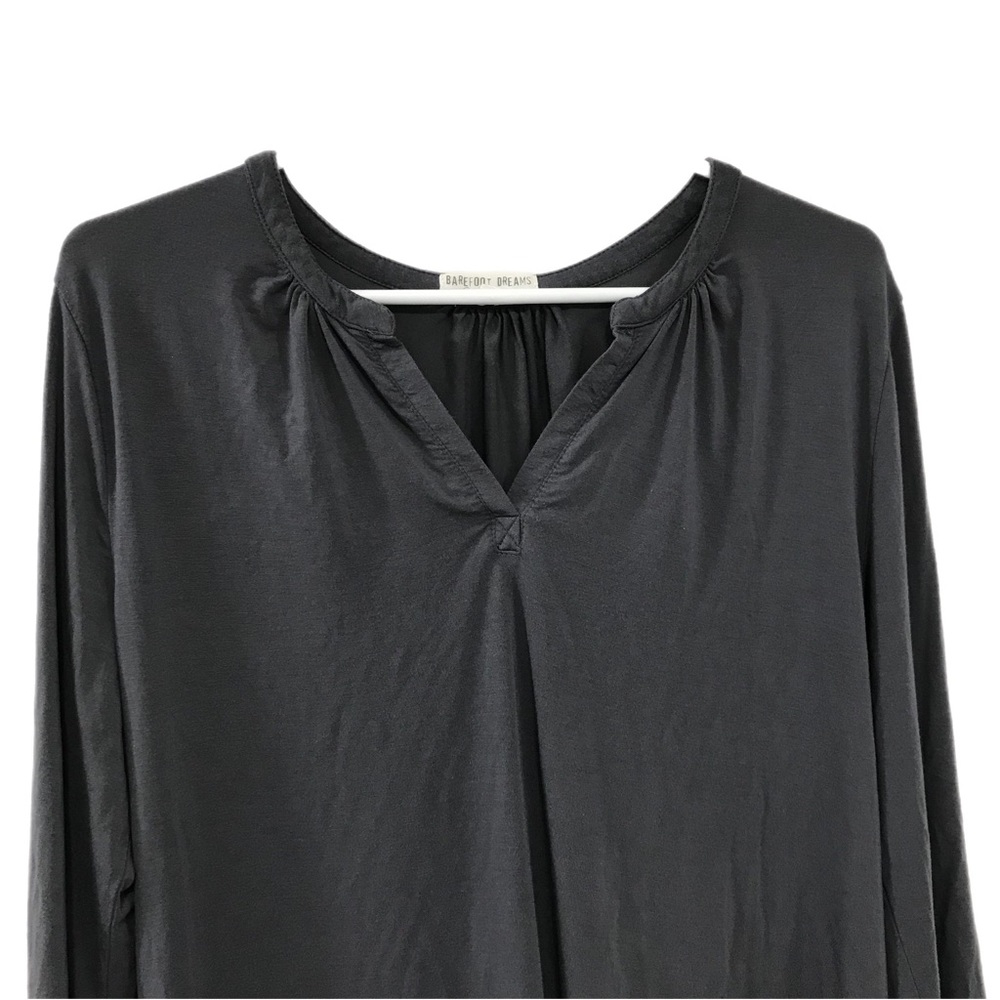 Barefoot Dreams Gray Luxe Milk Jersey Namaste Top - Picture 3 of 7